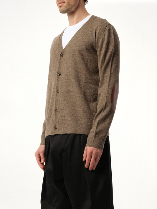 Elbow Patch Knit Cardigan in Walnut