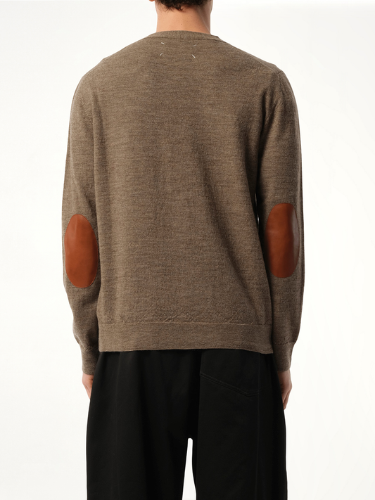 Elbow Patch Knit Cardigan in Walnut