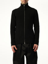 English Rib Zip Cardigan in Black