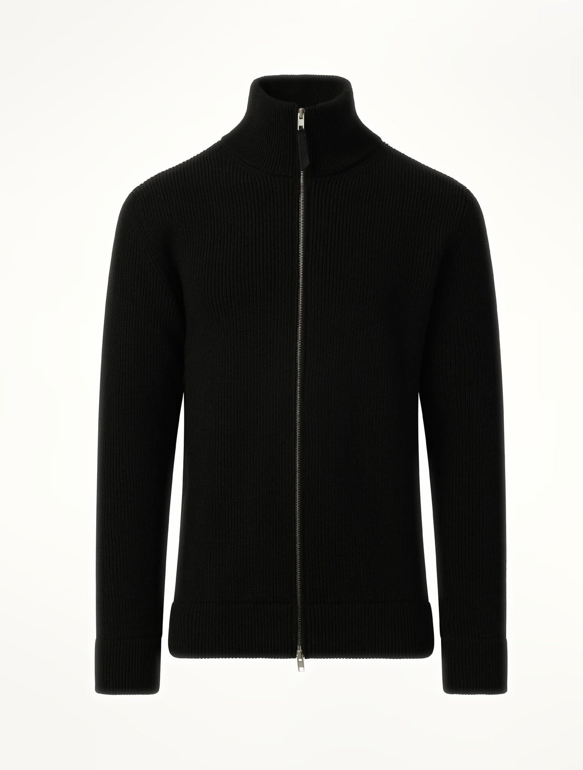 English Rib Zip Cardigan in Black