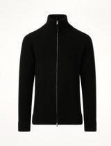 English Rib Zip Cardigan in Black