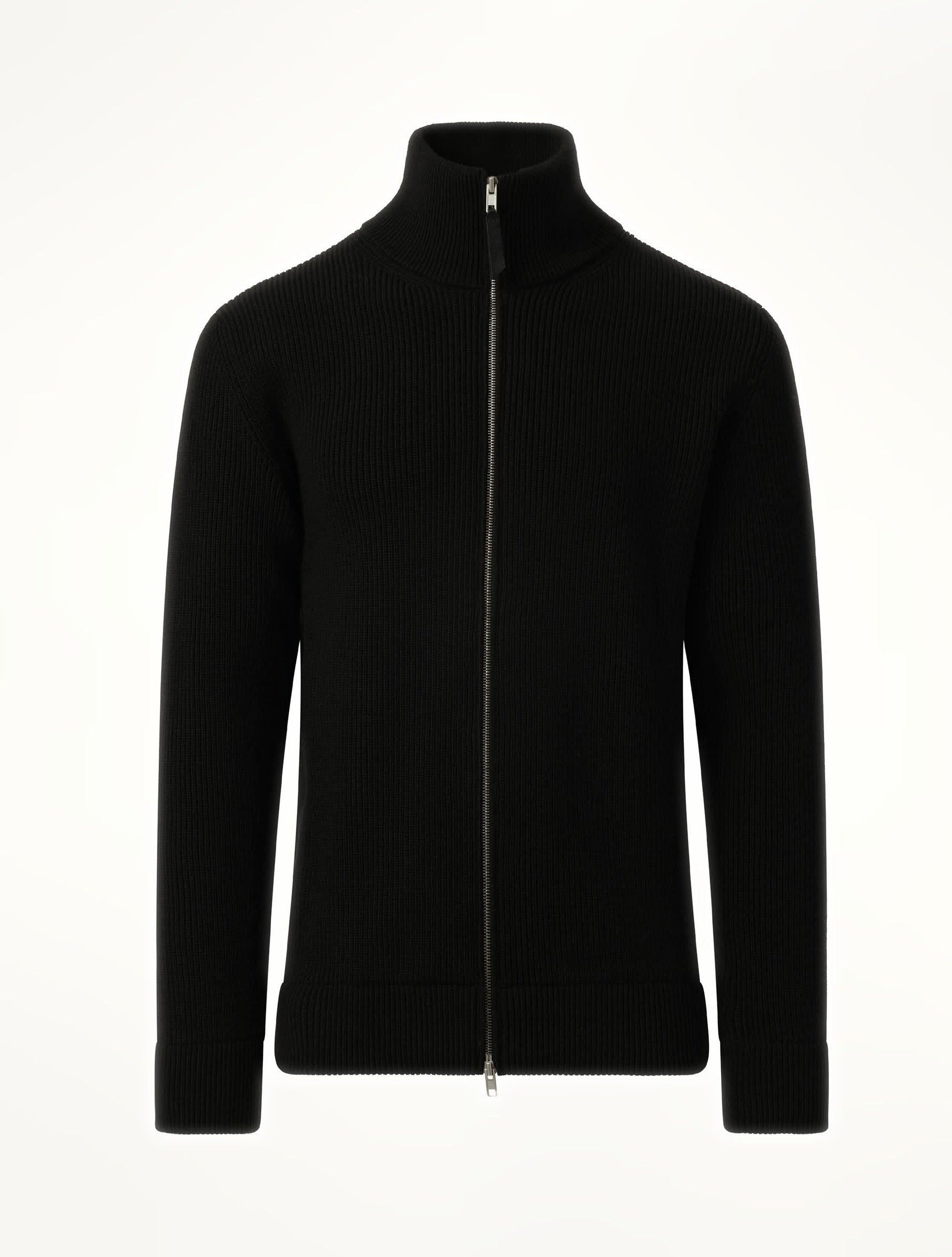 English Rib Zip Cardigan in Black