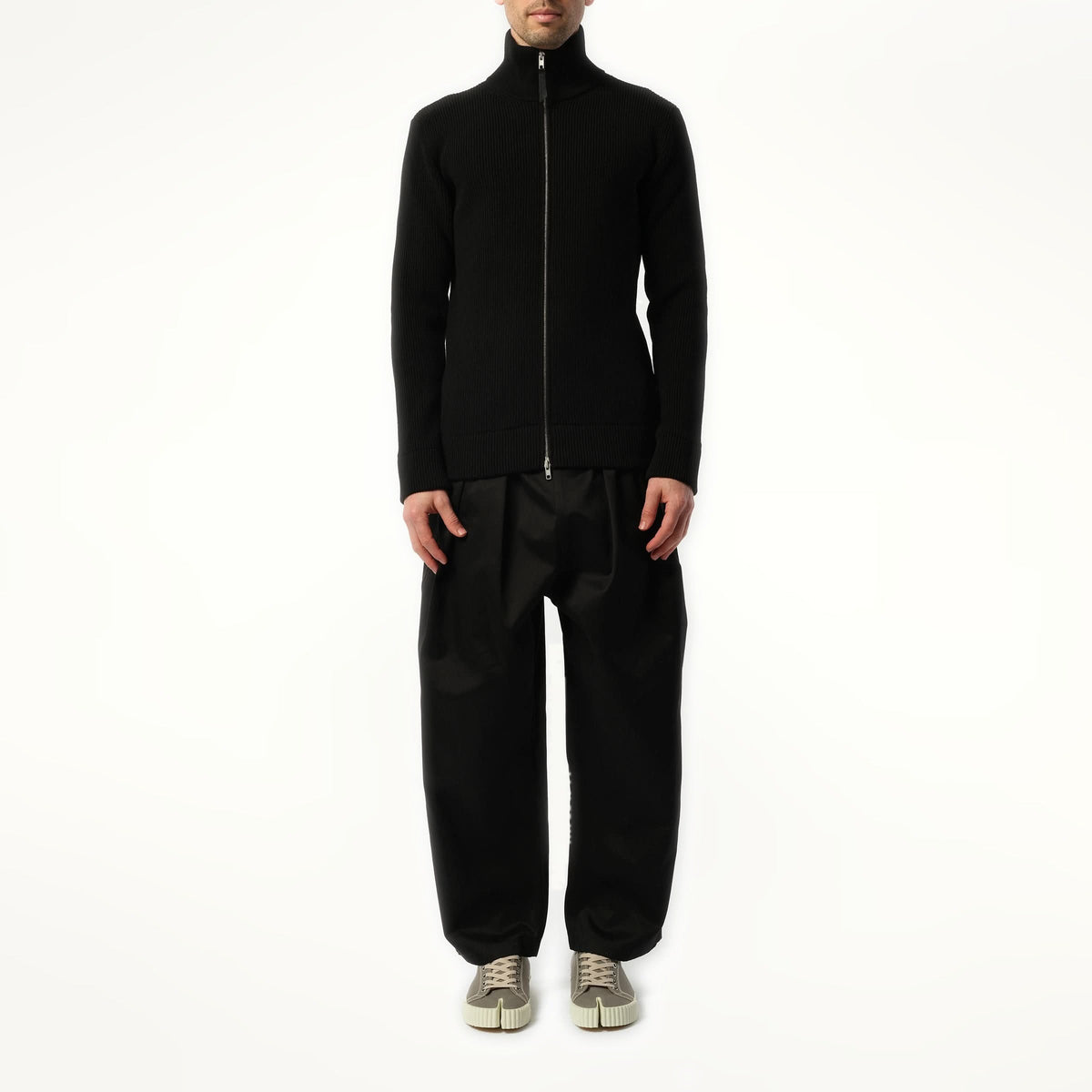 English Rib Zip Cardigan in Black
