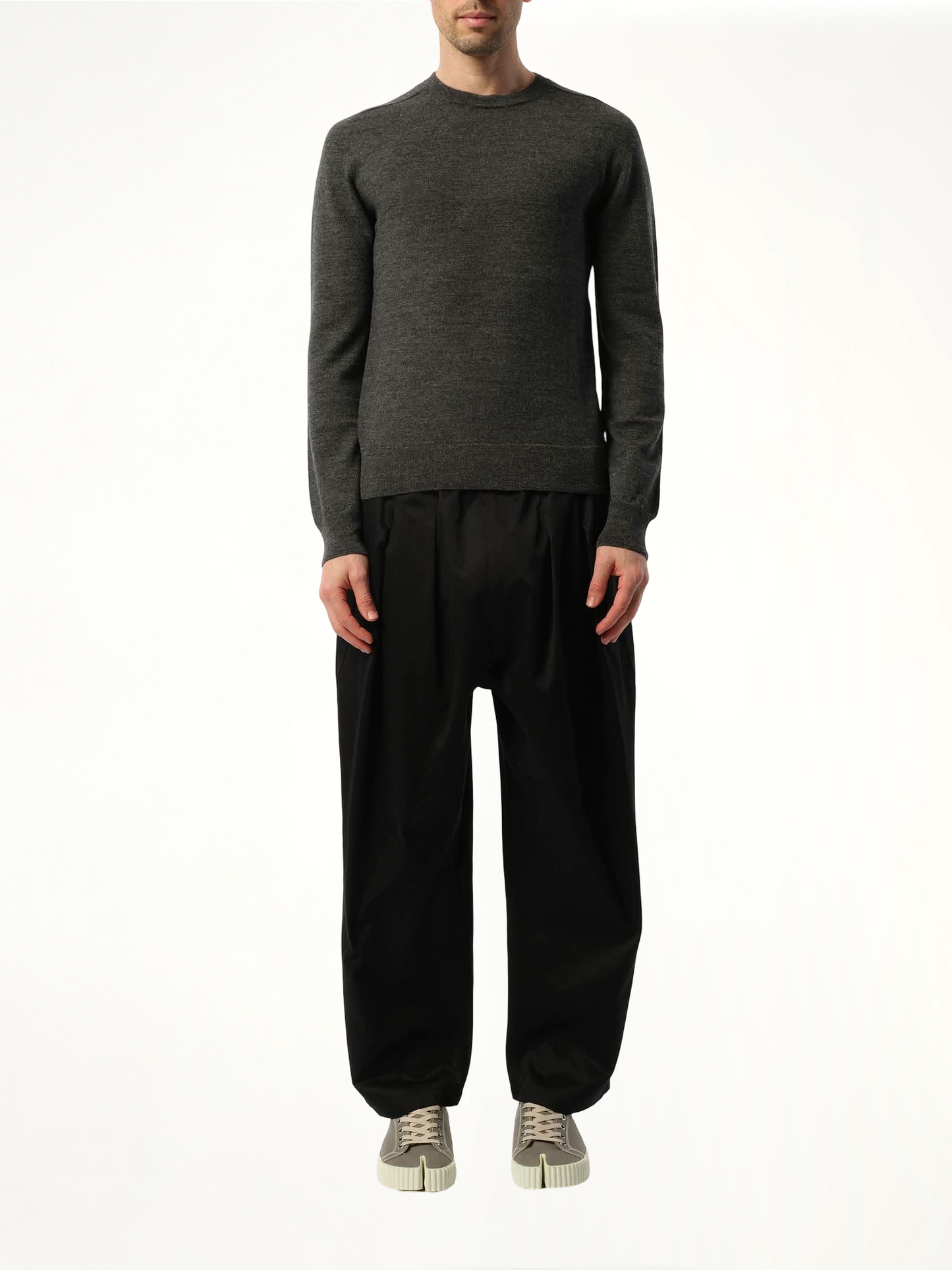 Elbow Patch Knit Sweater in Charcoal