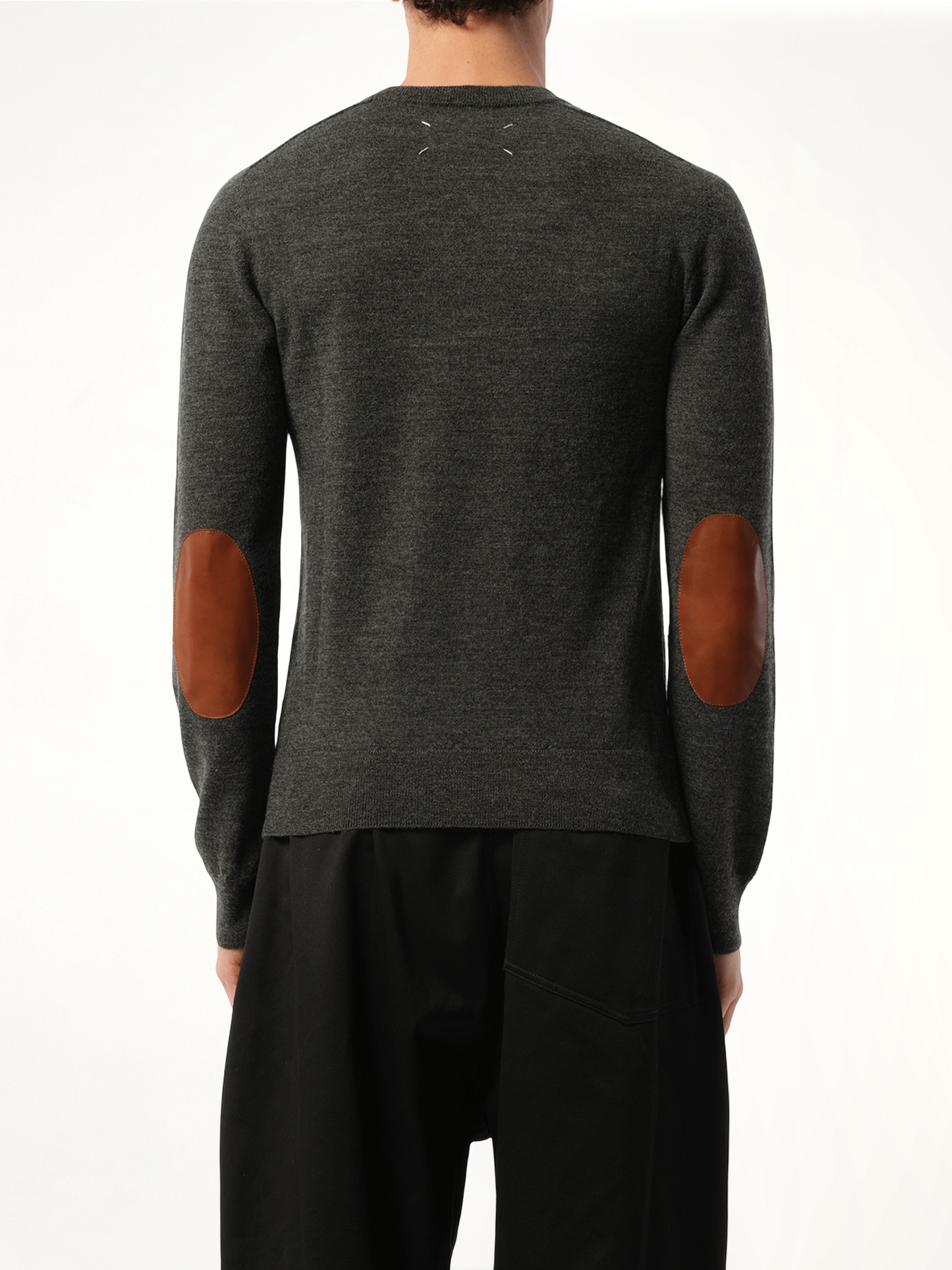 Elbow Patch Knit Sweater in Charcoal
