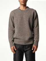 Wool Knit Sweater in Grey/Brown