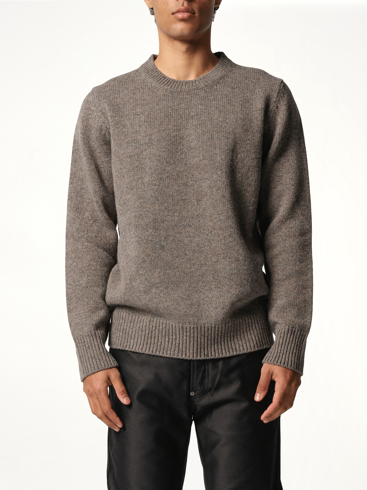 Wool Knit Sweater in Grey/Brown