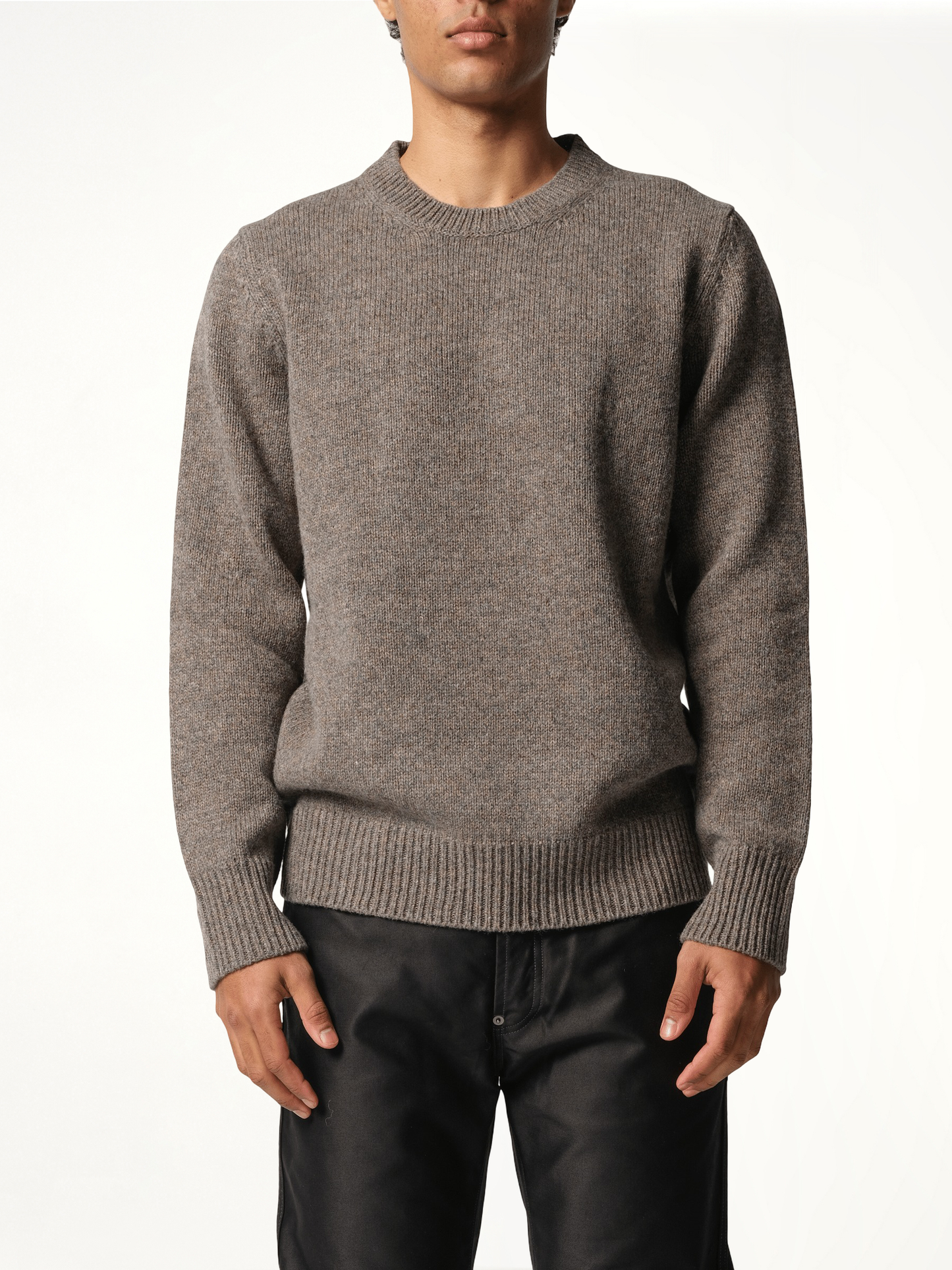 Wool Knit Sweater in Grey/Brown