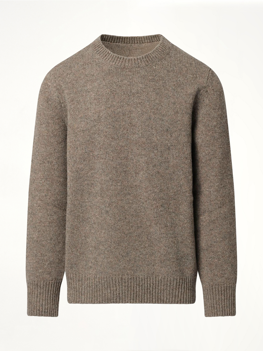 Wool Knit Sweater in Grey/Brown