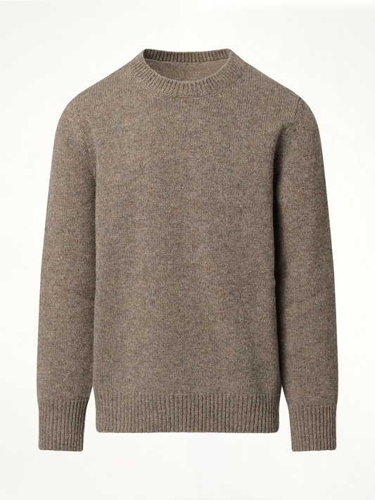 Wool Knit Sweater in Grey/Brown