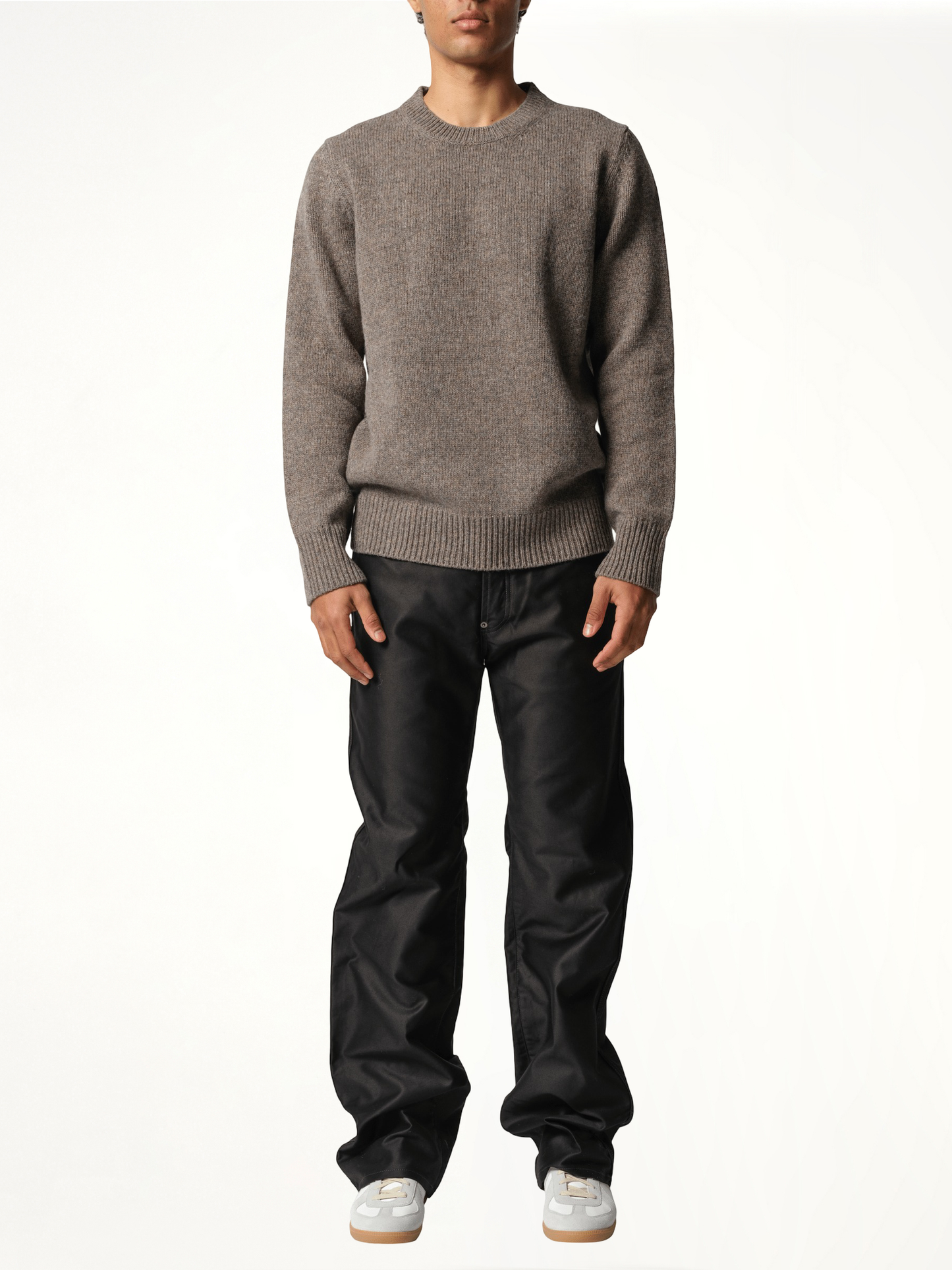 Wool Knit Sweater in Grey/Brown