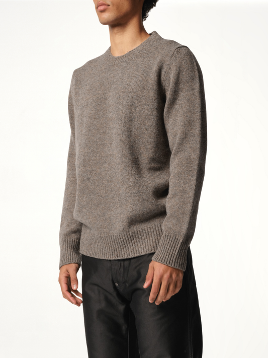 Wool Knit Sweater in Grey/Brown