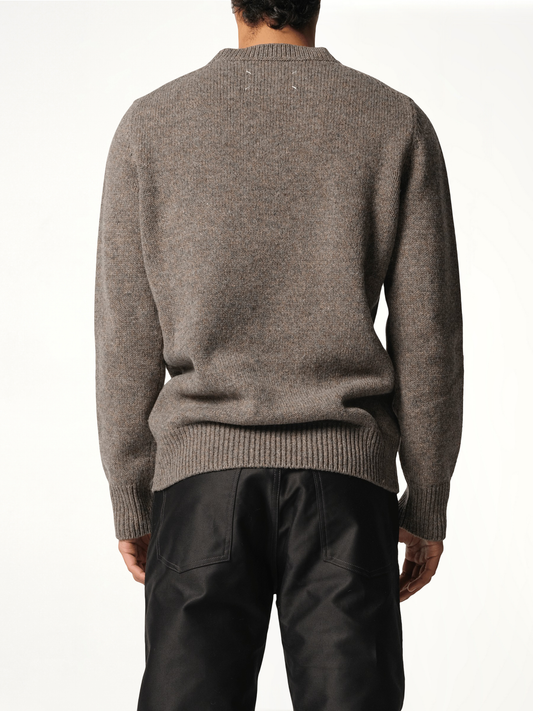 Wool Knit Sweater in Grey/Brown