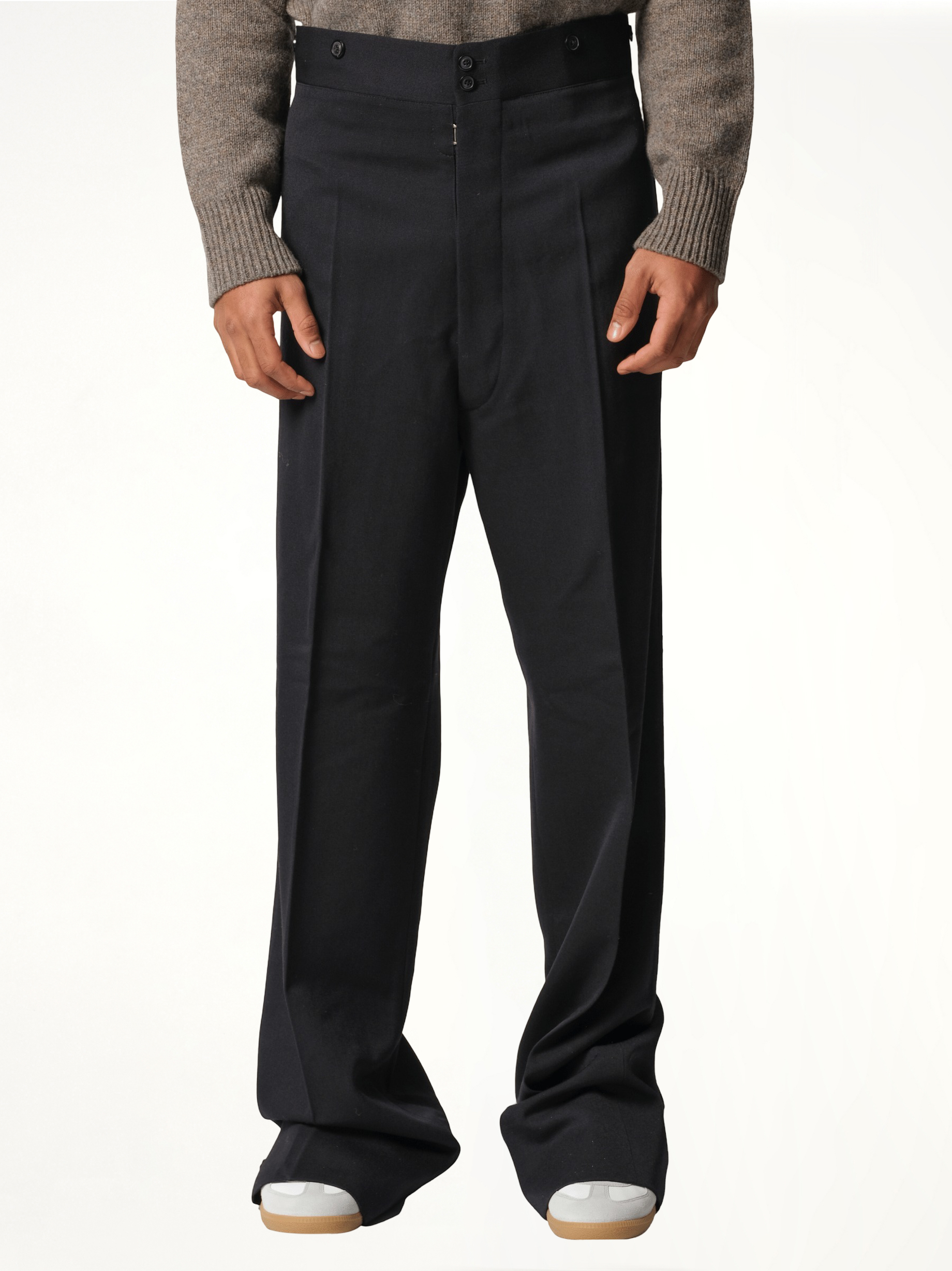 Wool Barathea Pants in Black