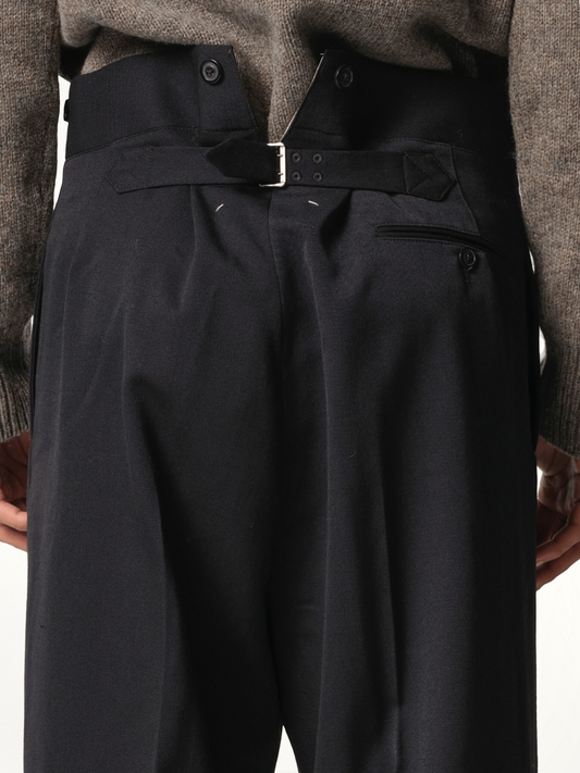 Wool Barathea Pants in Black