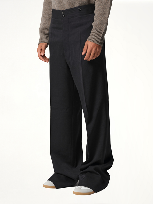 Wool Barathea Pants in Black