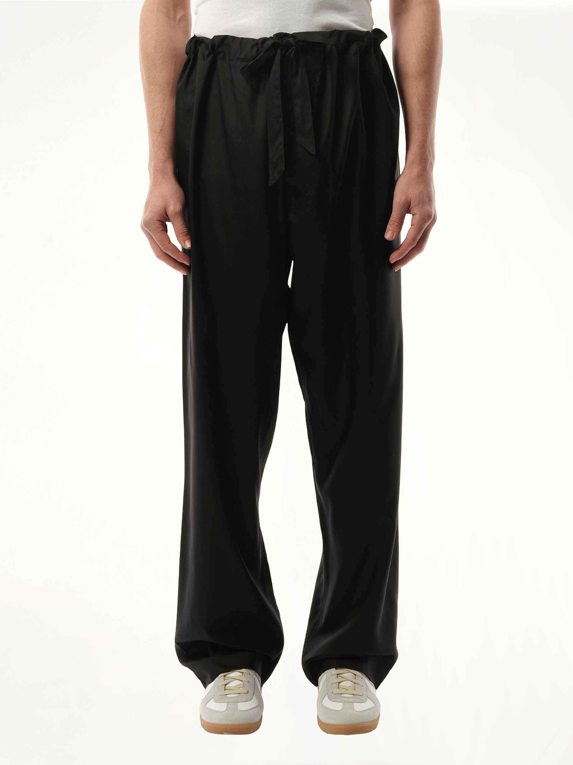 Silk Popeline Pants in Black