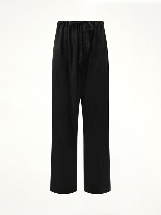 Silk Popeline Pants in Black