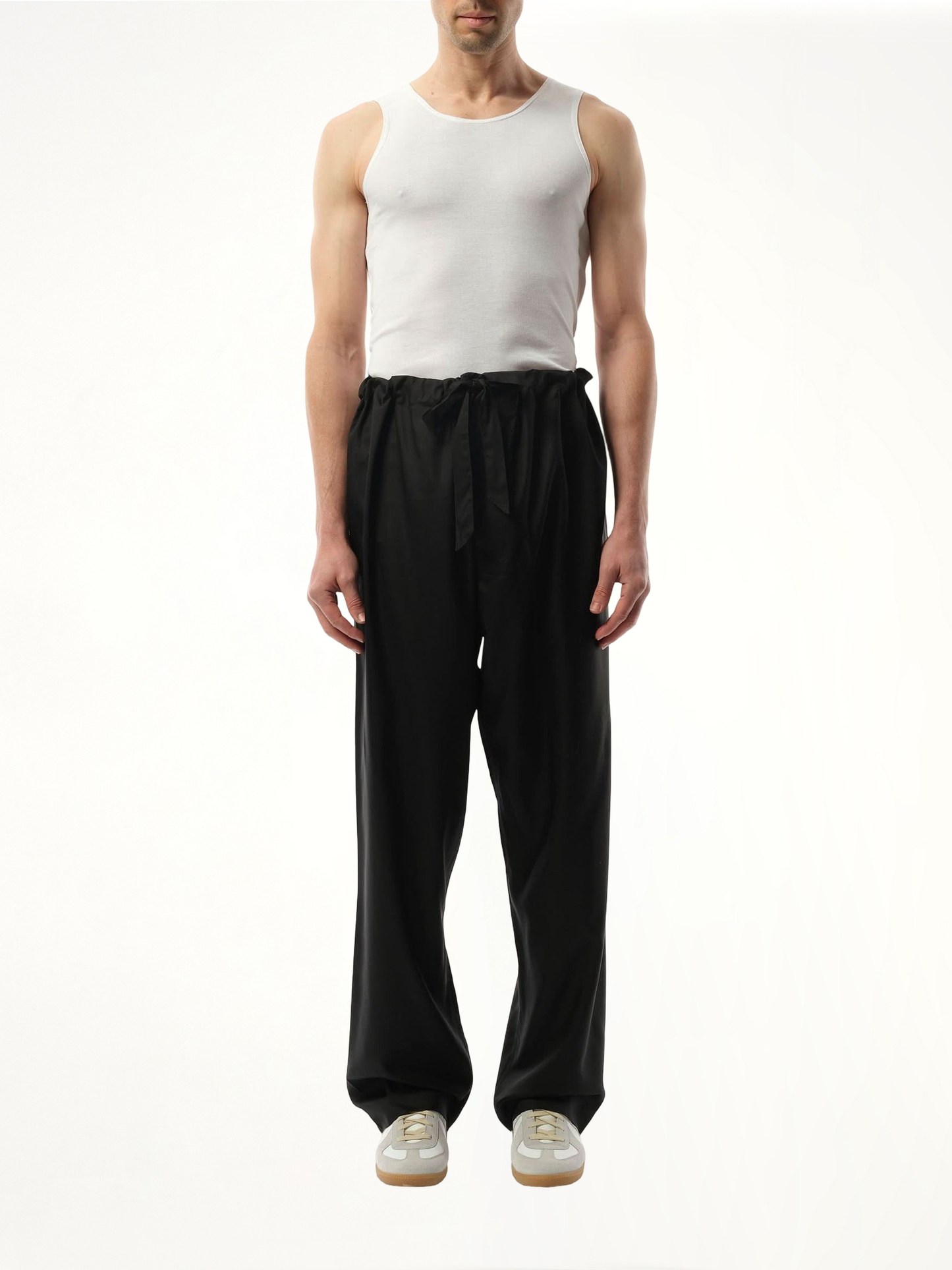 Silk Popeline Pants in Black