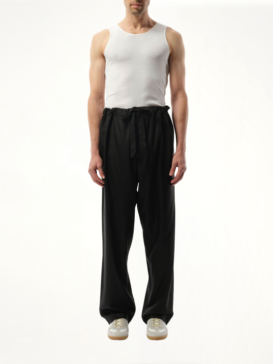 Silk Popeline Pants in Black