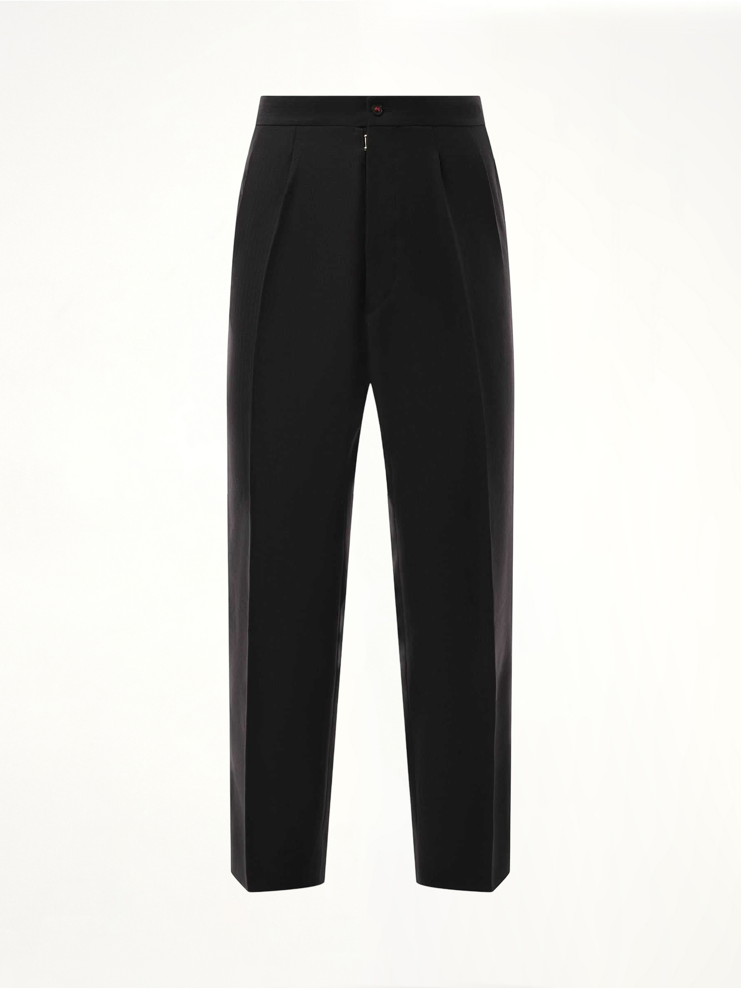 Wool Herringbone Pants in Black