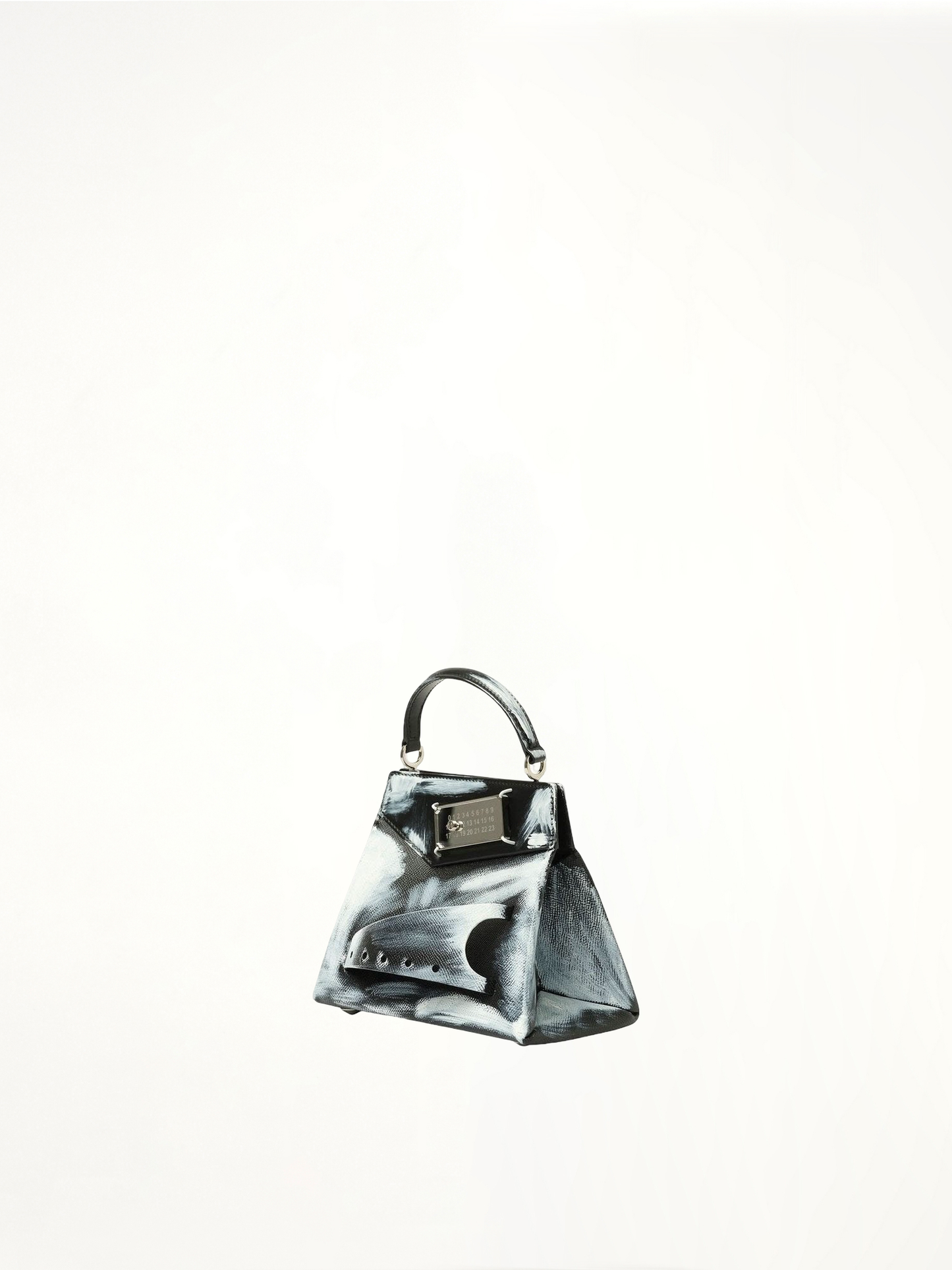 Painted Small Snatched Handbag in Black/White