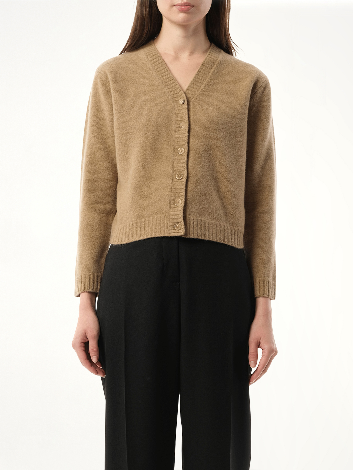 Lambswool Knit Cardigan in Beige