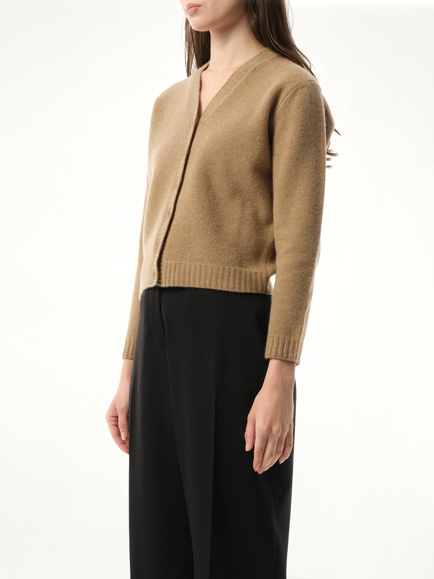 Lambswool Knit Cardigan in Beige