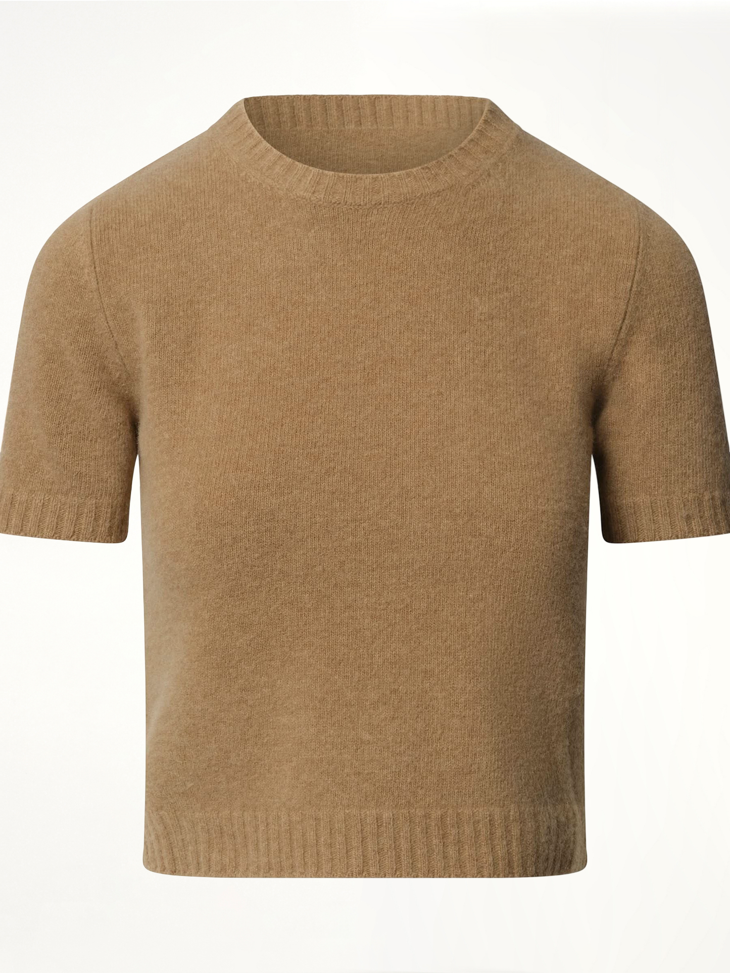 Lambswool Short Sleeve Sweater in Beige