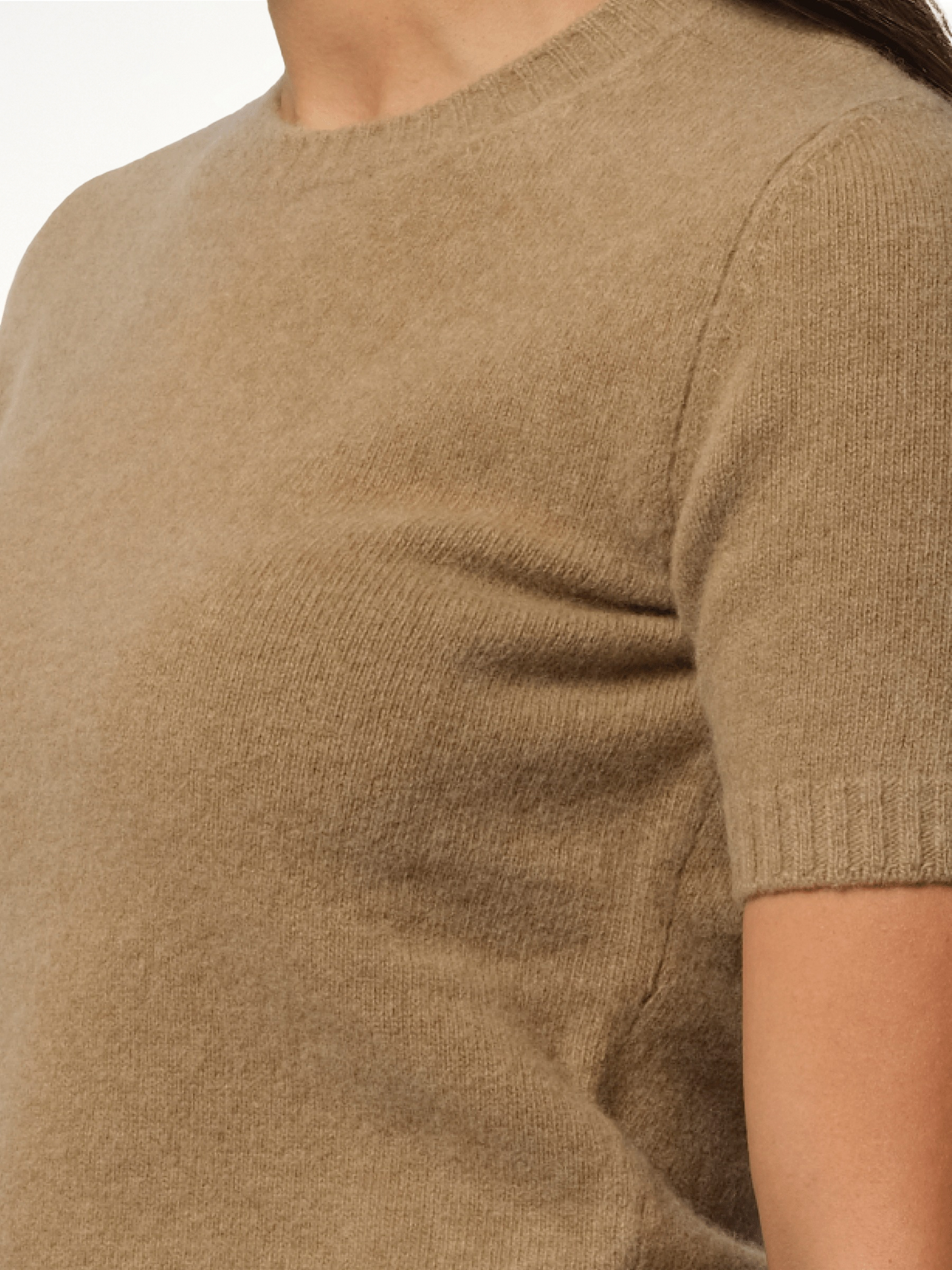 Lambswool Short Sleeve Sweater in Beige
