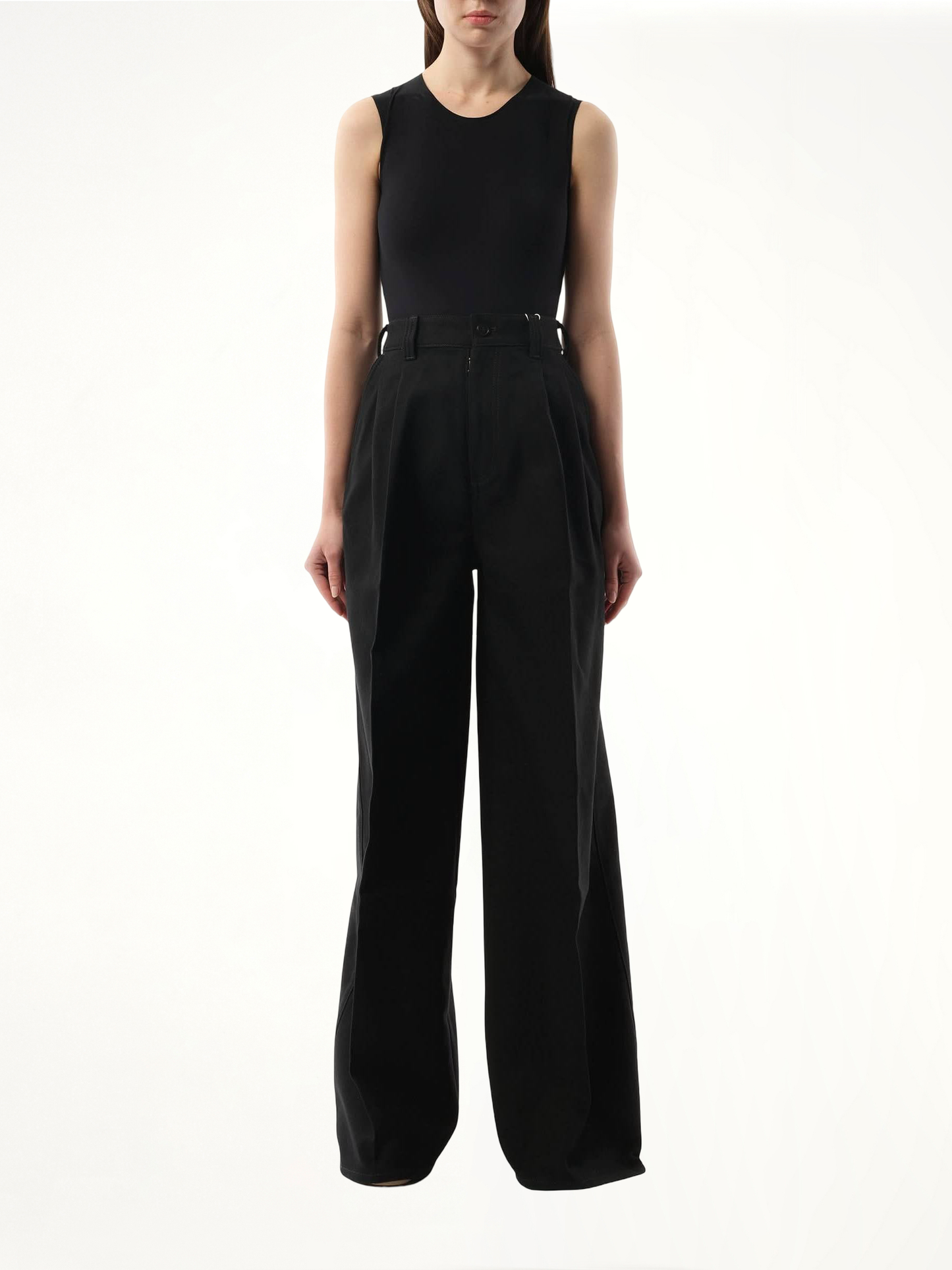 Heavy Cotton Wide Pants in Black