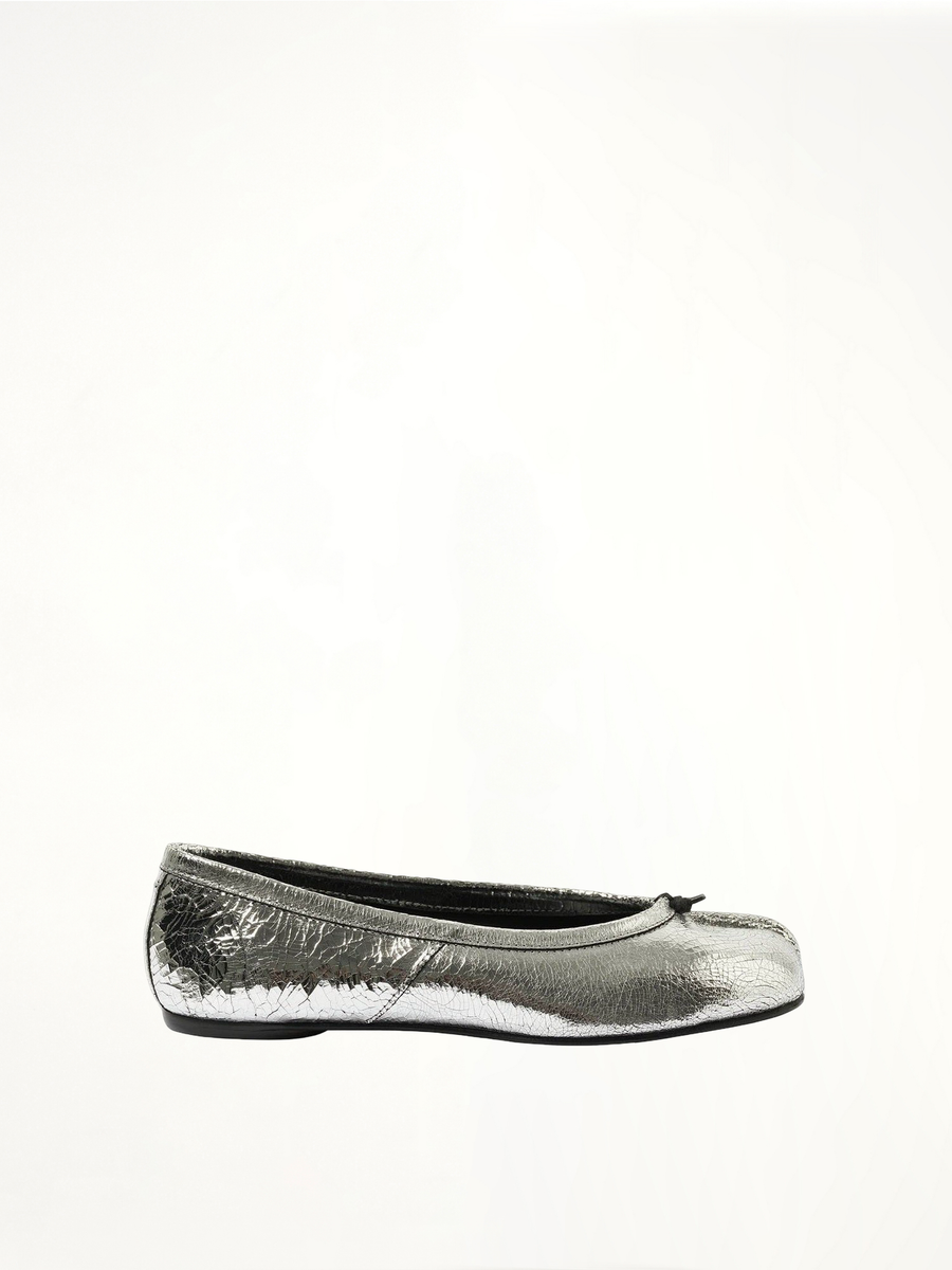 Tabi New Ballerina in Silver Side View | MAISON MARGIELA