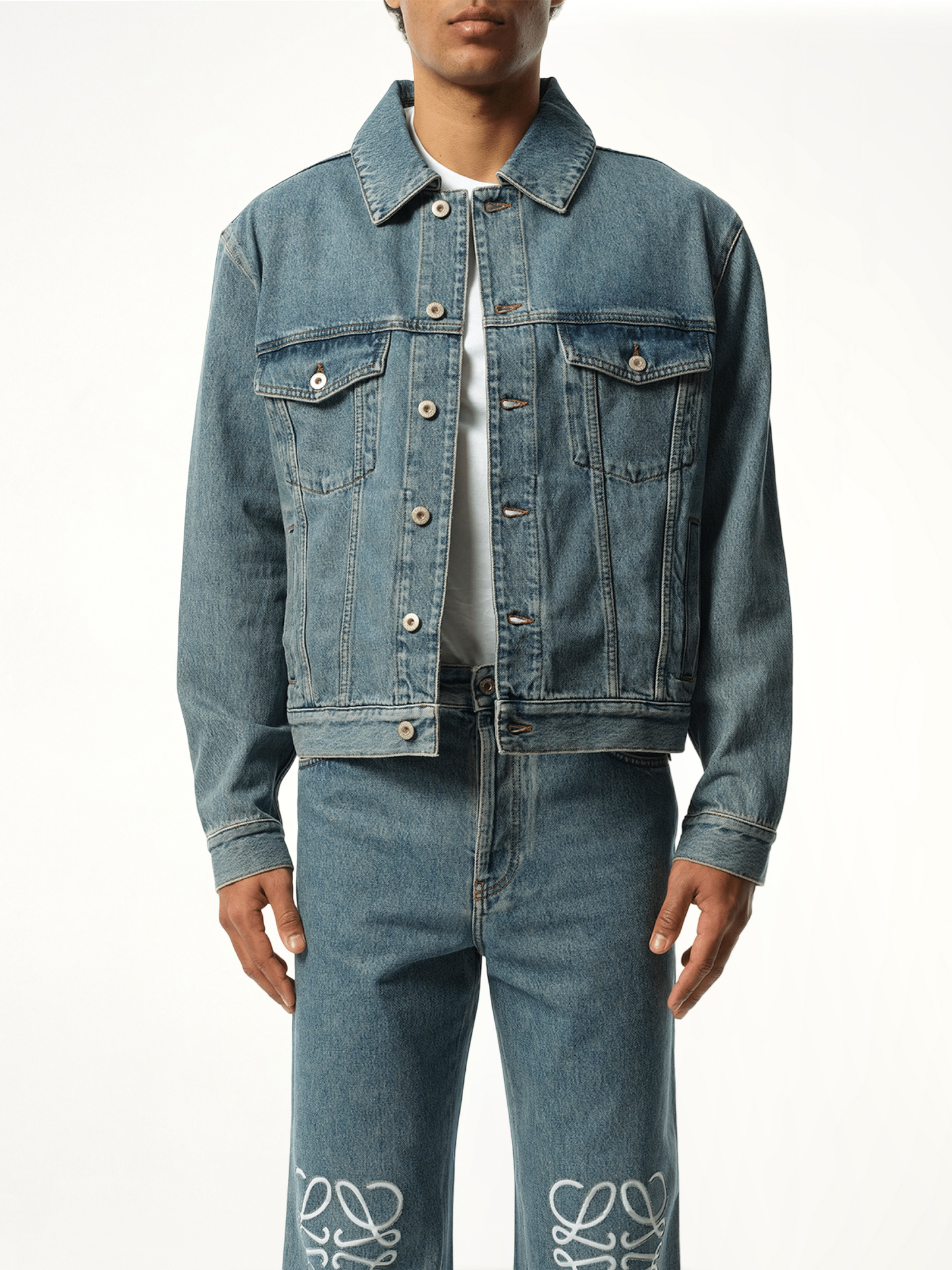 Anagram Denim Jacket in Mid Blue