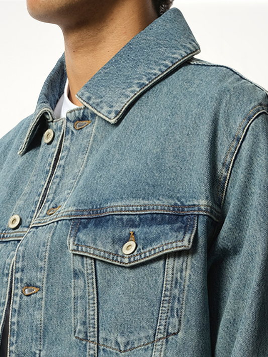 Anagram Denim Jacket in Mid Blue