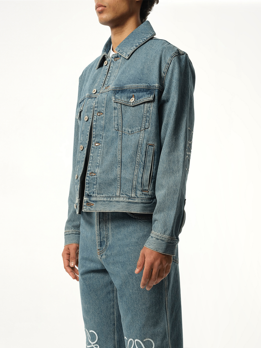 Anagram Denim Jacket in Mid Blue