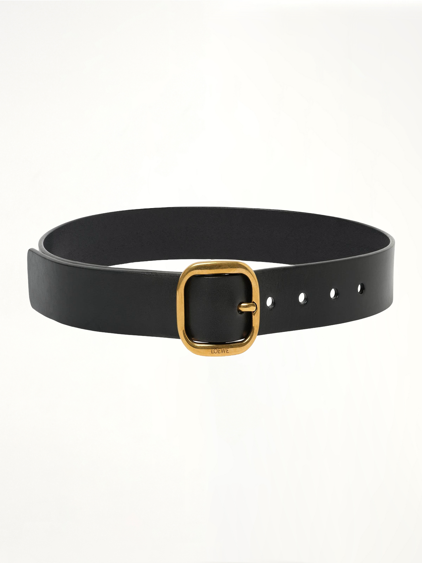 Rounded Soft 3.5 Cm Belt in Black/Gold