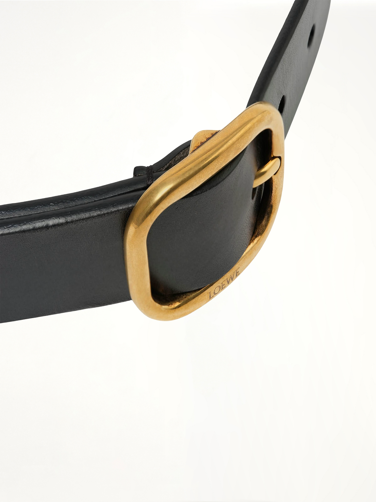 Rounded Soft 3.5 Cm Belt in Black/Gold