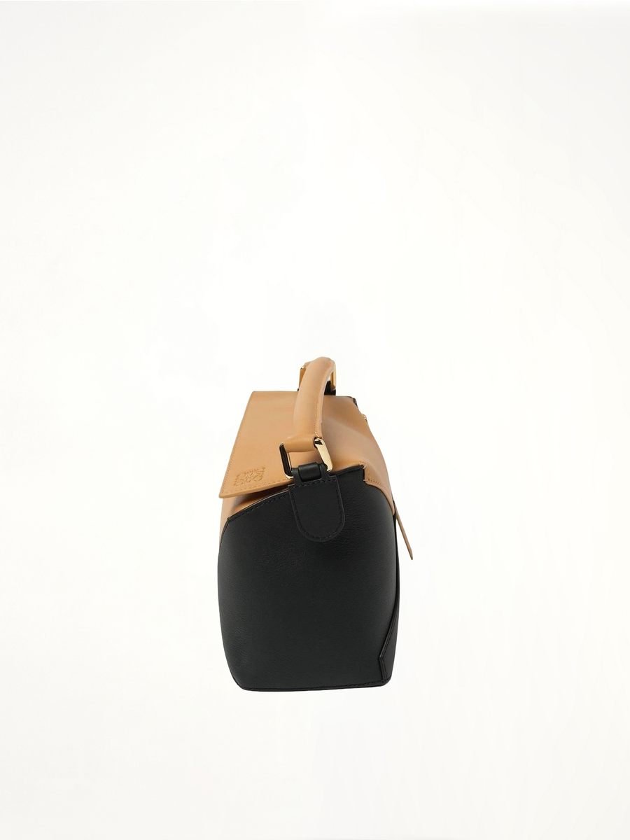 Puzzle Edge Small Bicolour Bag in Warm Desert/Black