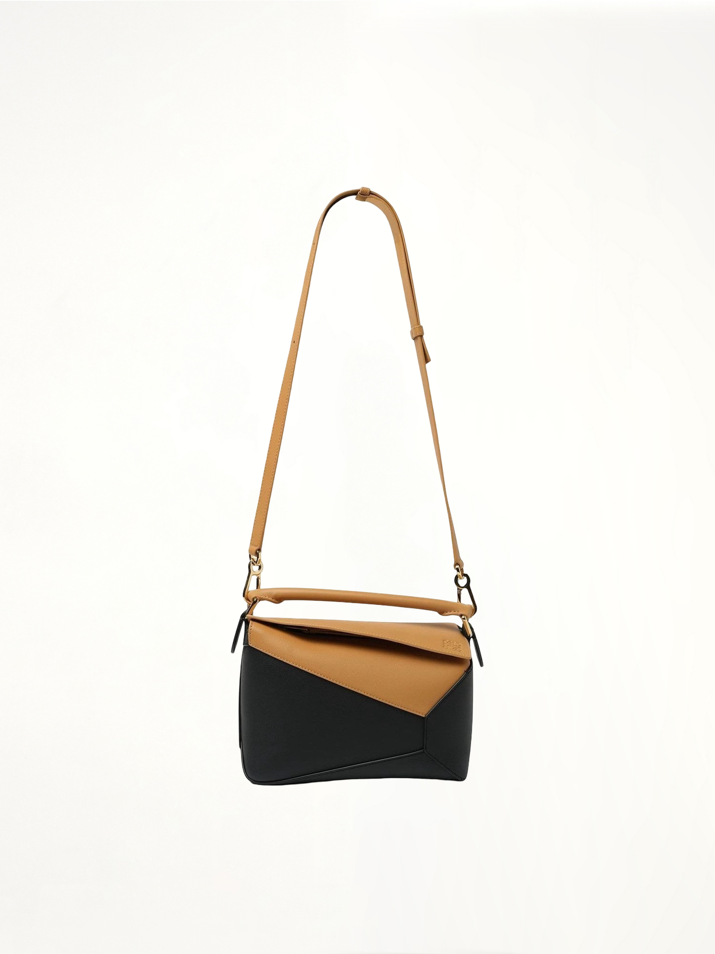 Puzzle Edge Small Bicolour Bag in Warm Desert/Black