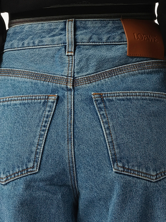 Anagram Cropped Jeans in Mid Blue