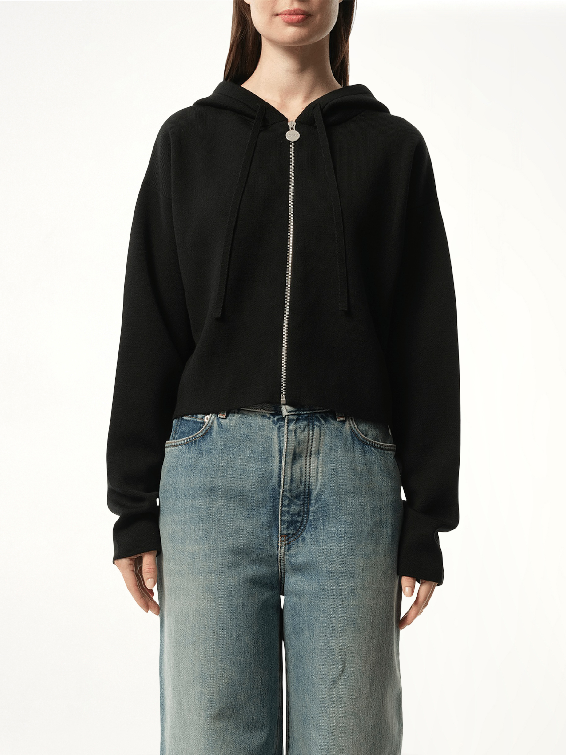 Anagram Zip-Up Hoodie in Black