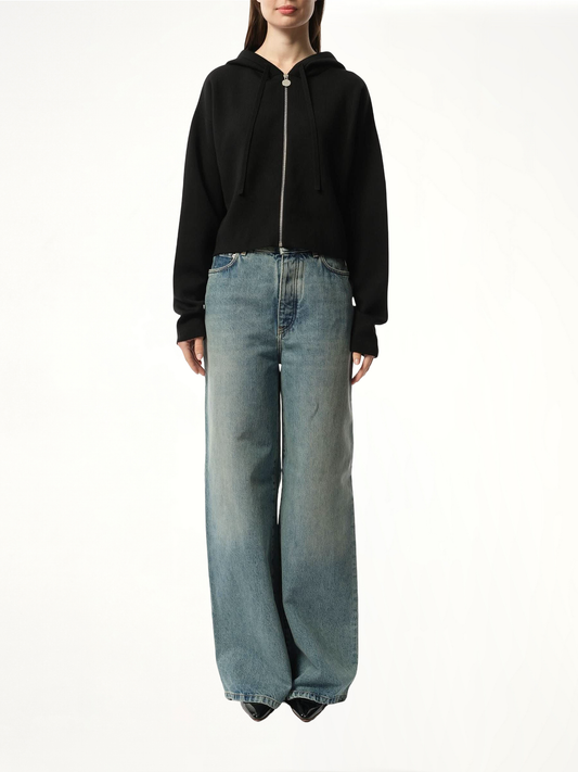 Anagram Zip-Up Hoodie in Black