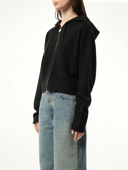 Anagram Zip-Up Hoodie in Black