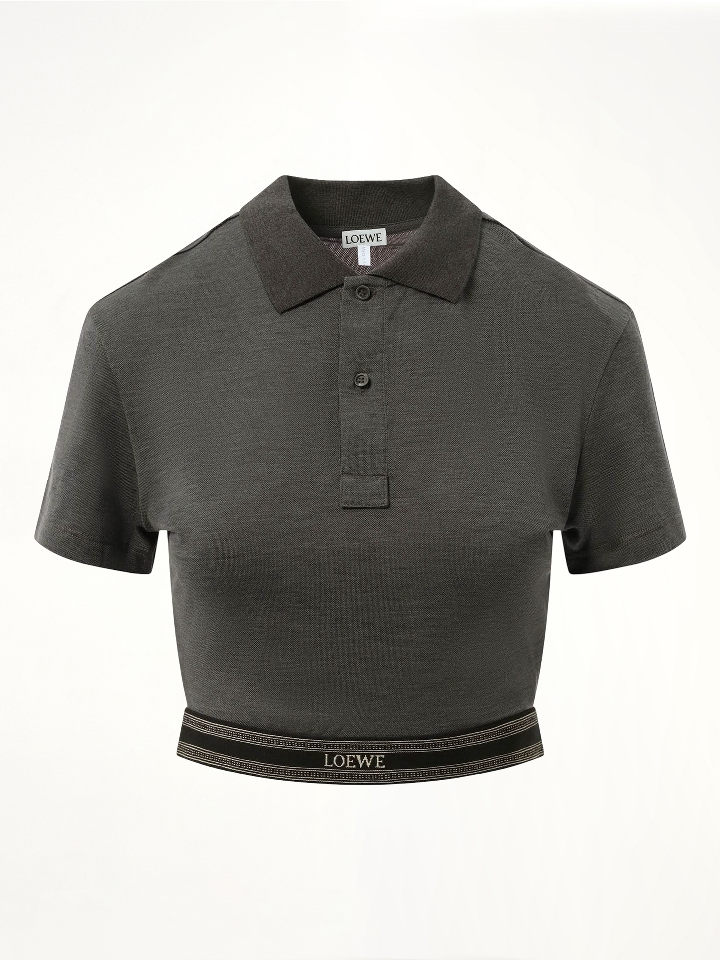 Cropped Polo in Charcoal Melange