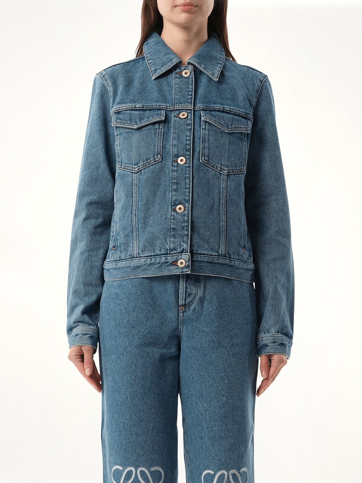 Anagram Denim Jacket in Mid Blue