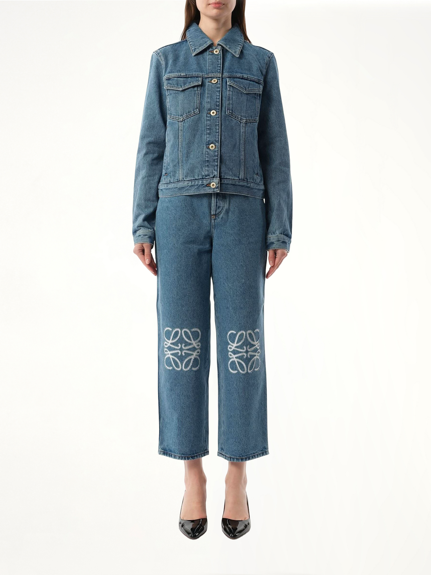 Anagram Denim Jacket in Mid Blue