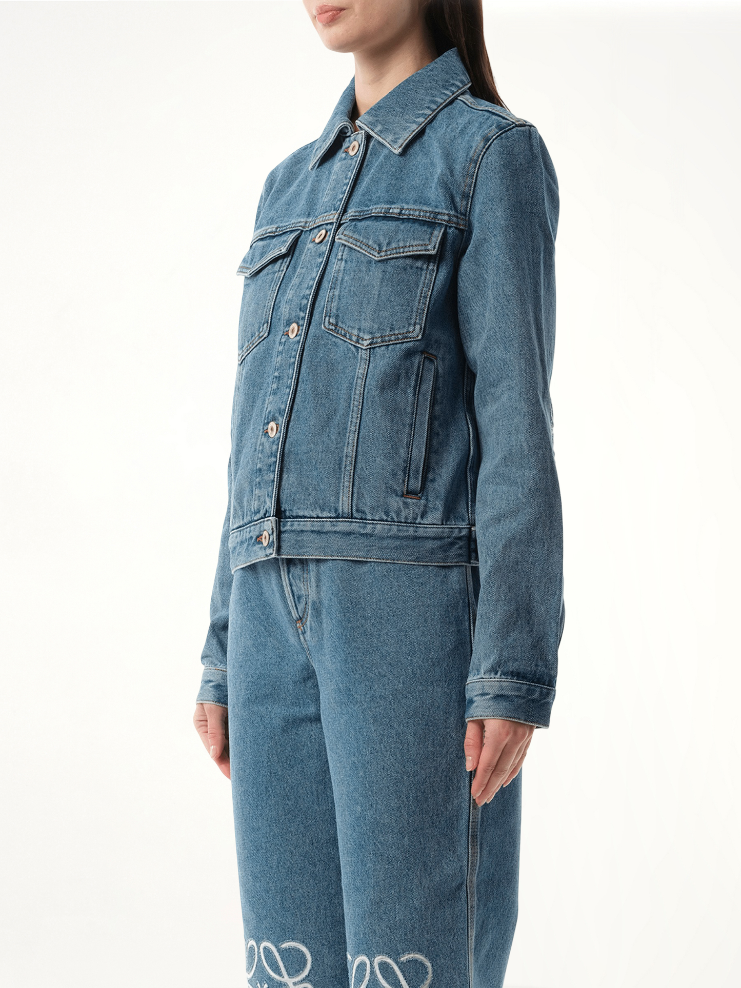 Anagram Denim Jacket in Mid Blue