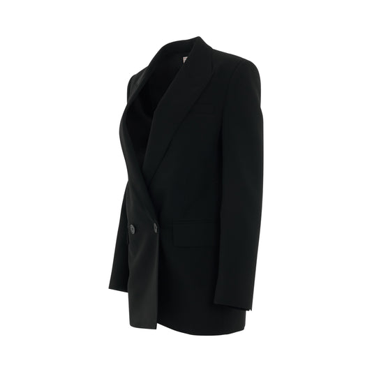 Double Breasted Sartorial Wool Jacket in Black