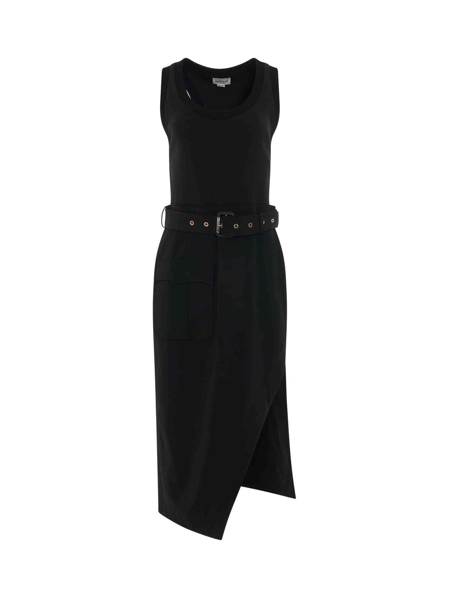 Trompe L'oeil Pencil Dress in Black
