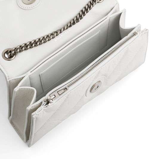 Crush XS Chain Quilted Bag in Optic White